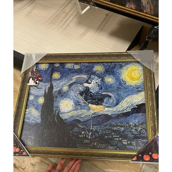 Marmont Hill Other - Marmont Hill Halloween Starry Night Flying Witch Framed Wall Art Decor
